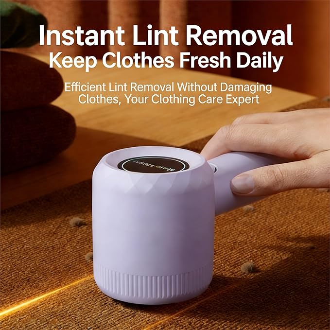 Fabric Shaver Lint Remover, Rechargeable Clothes Shaver for Sweaters, Furniture, Couch, Remove Fuzz and Pilling from Blankets, Jackets, Bedding, Purple