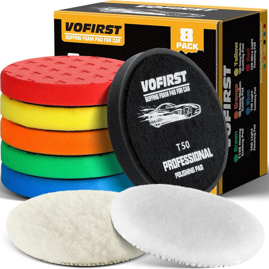 Polishing Pad 7.5 Inch 8 Pcs Foam Buffing Pads Kit with Wool Pads