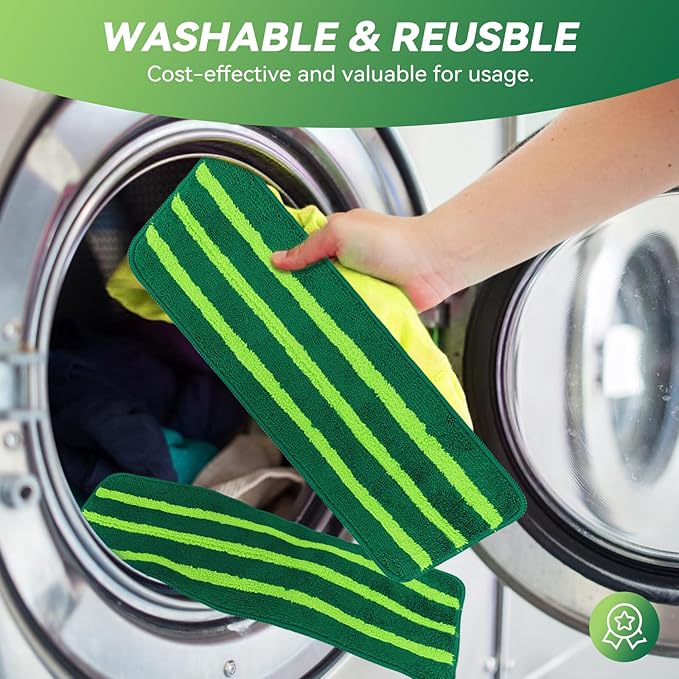 Mop Head Replacement for Libman Freedom Spray Mop - Washable Reusable Wet & Dry Cleaning - Microfiber Spray Mop Pads Refill for Multi-Surface Floor -8 Pack (Green）