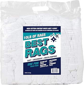 Arkwright Premium T-Shirt Rags Bulk, 10 lb Bag, Cotton Cleaning Towels, Low Lint Knit Wiping Cloths for Paint, Stain, Gr