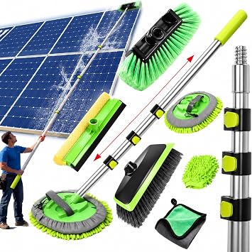 12ft 7PCS Solar Cleaning Brush rv wash kit with Long Extendable Handle