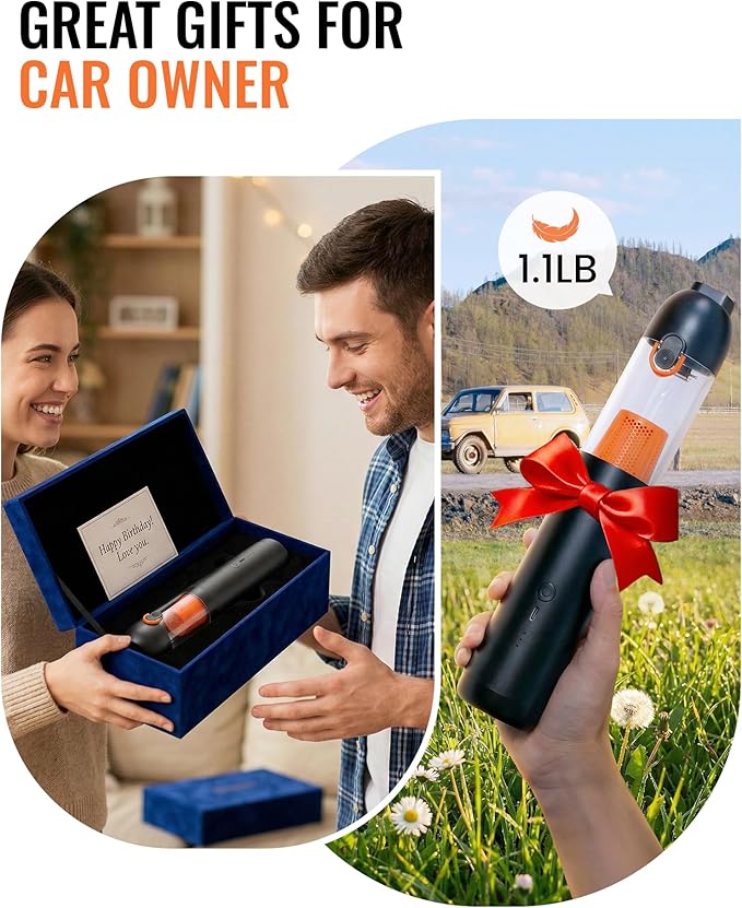 Car Vacuum, 4-in-1 Portable Mini Cordless Car Vacuum with 19000pa Suction Power, Lightweight Small Vacuum Cleaners for Small Work Areas, Vehicles, Desks, and Computer Keyboards