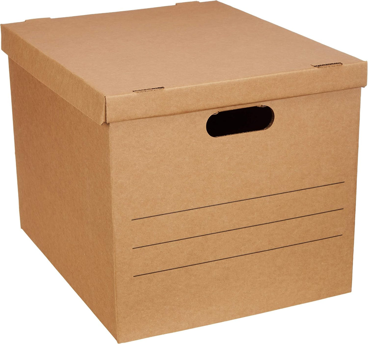 Moving and Storage Boxes with Handles and Lift-Off Lids, Medium, 19" x 14.5" x 15.5", Brown, 10-Pack