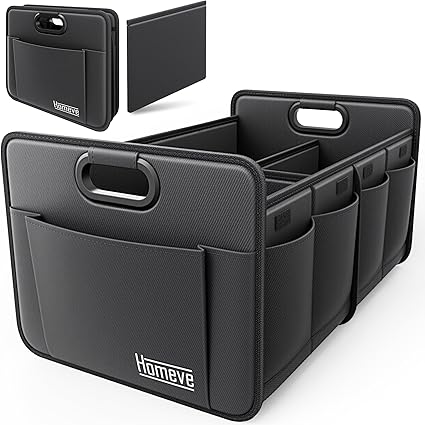 Homeve Car Trunk Organizer for SUV, 18.5Gal Large Capacity No-Sag Heavy Duty, Foldable Waterproof Anti-Slip Storage with