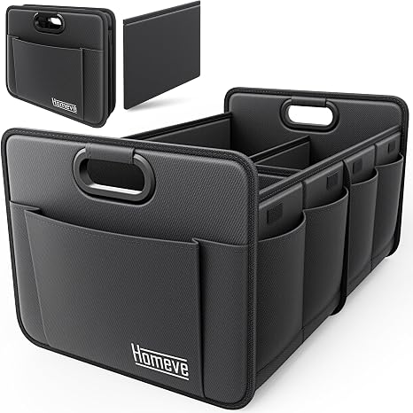 Homeve Car Trunk Organizer for SUV, 18.5Gal Large Capacity No-Sag Heavy Duty, Foldable Waterproof Anti-Slip Storage with