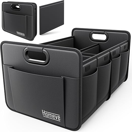 Homeve Car Trunk Organizer for SUV, 18.5Gal Large Capacity No-Sag Heavy Duty, Foldable Waterproof Anti-Slip Storage with