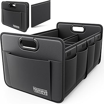Homeve Car Trunk Organizer for SUV, 18.5Gal Large Capacity No-Sag Heavy Duty, Foldable Waterproof Anti-Slip Storage with