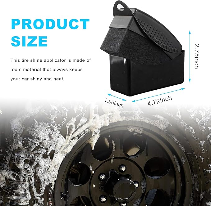 Augeny 2 PCS Tire Dressing Applicator, Reusable Car Tire Shine Sponge Applicator Pad with Lid, Durable Foam Auto Wheel Detailing Applicator for Vehicle Waxing Polishing Cleaning (Black)