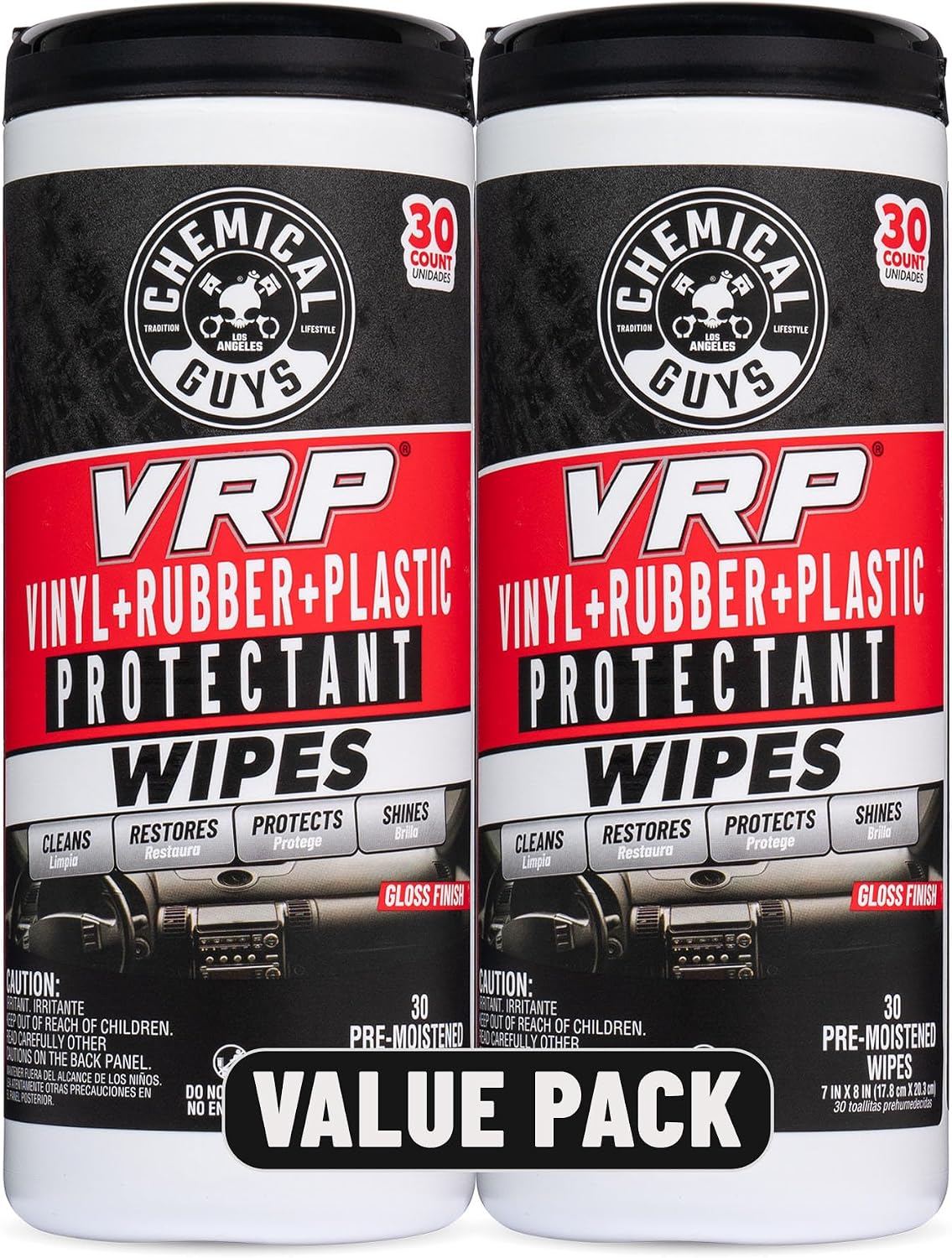 VRP Vinyl, Rubber & Plastic Shine Wipes, 30 Count, 2 Pack