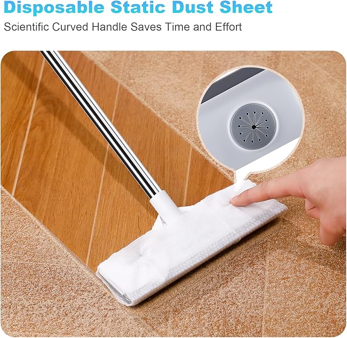 IMHO Mesh Screen Cleaner, Glass Wiper, Dust Paper Clip，3 in 1 Wet and Dry Screen Cleaner with Long Handle Wiper for Shower, Glass, Floor, Tile Walls, Car Windshield, White
