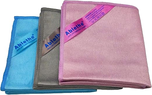 Ablethe Window Cleaning Cloth - Microfiber Cleaning Cloth, Premium Polishing Rags, Lint Free, Streak Free (Grey, Purple 