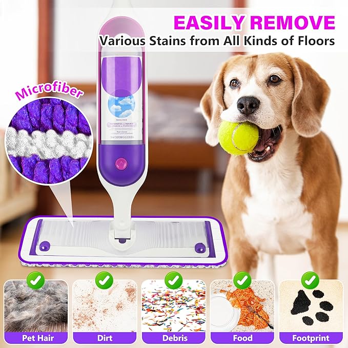 Reusable Mop Pads Compatible with Swiffer PowerMop, Microfiber Mop Pads Replacement Washable Mop Refills Pads for Dry Wet Mop, Spray Mops Pads Floor Mop Head for Hardwood Cleaning, 6 Pack