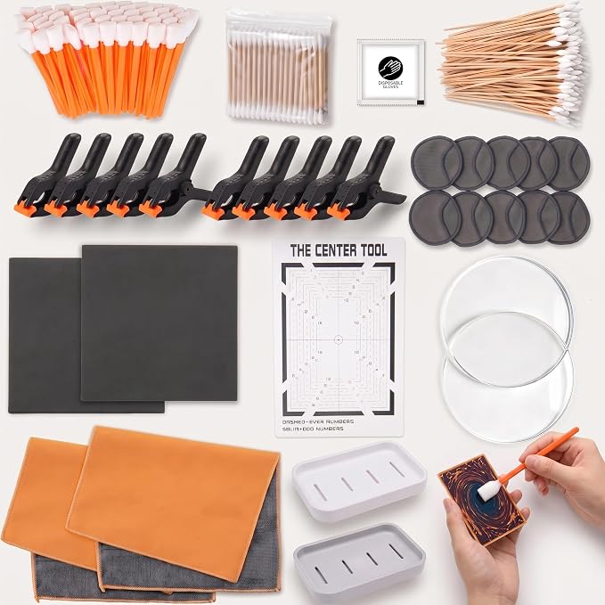 339Pcs Professional Trading Card Care Cleaning Kit – Complete Sports Card Repair & Flattening Tool Set with Grading Cent