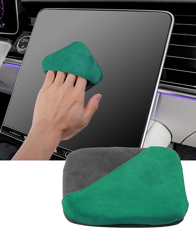 SCUARI Car Screen Cleaner,Touch Screen Cleaner for Car,Car Accessories Car Screen Wipes,Foldable Car Screen Cleaner Cloth,Square Microfiber Screen Cleaning Pad,Fits Car Dashboard LCD Display (Green)