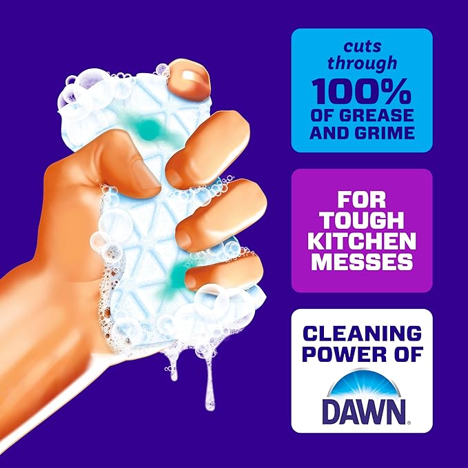 Mr. Clean Magic Eraser Foaming Sponge, Kitchen Grease Eraser, Dawn Cleaning Power, Oven Cleaner, Unstopables Fresh, 6ct