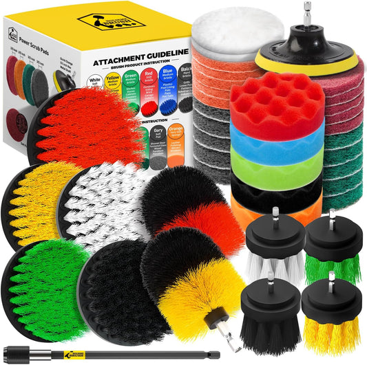 Holikme 40 Piece Drill Brush Attachment Set and Scrub Pad Set for Clean