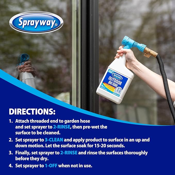 Sprayway Outdoor Glass Cleaner, 32oz | Streak-Free Shine, Foaming Action | Ideal for Windows, Patio Doors, and Outdoor Glass Surfaces