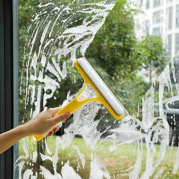 3 in 1 Window Cleaning Squeegee, Professional Multi-Function Window Squeegee with Sprayer for Shower Glass, Tile, Mirror Cleaning,Easy to Clean Cleaner Tool for Indoor Outdoor High Windows (3set)