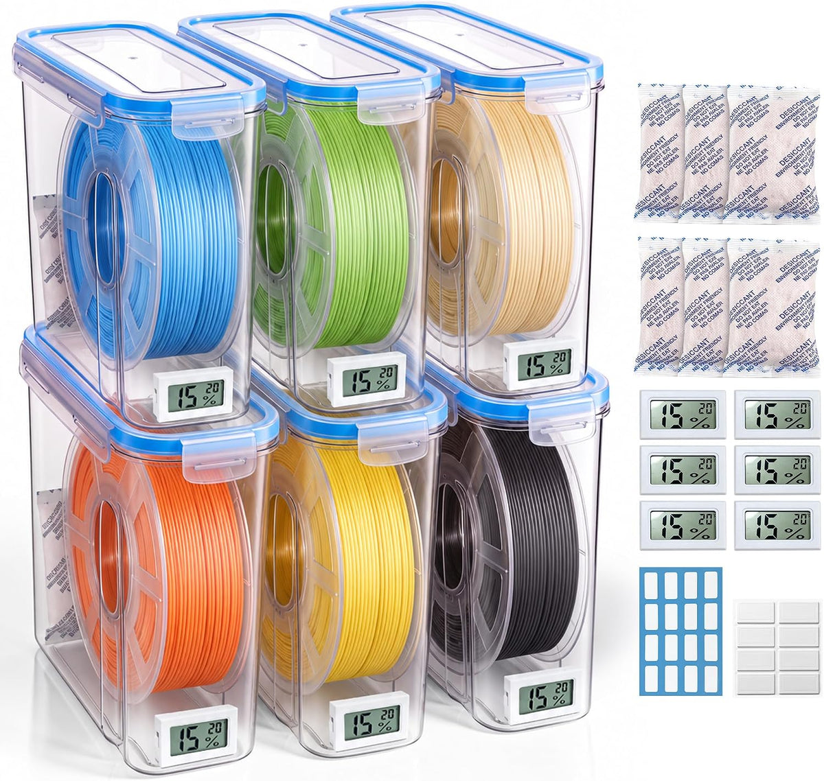 Filament Storage Box, 6-Pack 3D Printer Filament Storage Containers