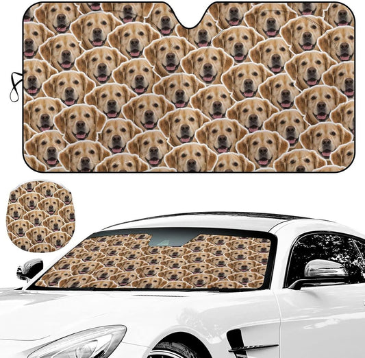 Custom Car Windshield Sunshade, 59''x28.5'' Personalized Sun Visor with Photo Text, Foldable Durable Shade Storage Pouch for Sedans SUV Trucks