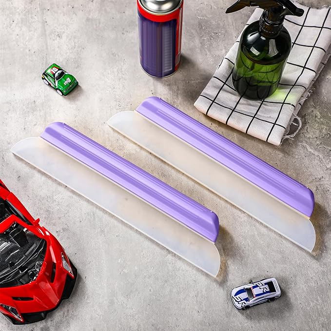2 Pack 14 Inch Car Drying Squeegee Purple Longer Silicone Water Squeegee Window Shower Blade Automotive Squeegees Flexible Auto T-bar Rubber Squeegees for Car Windshield Glass Bathroom Wash Tool