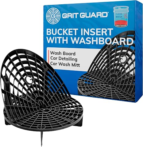 The Original Grit Guard Bucket Insert with Washboard Combo | Removes Dirt from Wash Mitt for Detailing | Car Wash Bucket