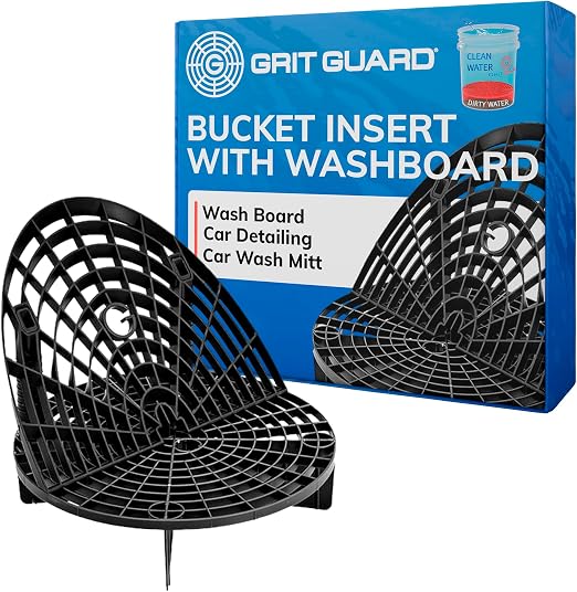 The Original Grit Guard Bucket Insert with Washboard Combo | Removes Dirt from Wash Mitt for Detailing | Car Wash Bucket