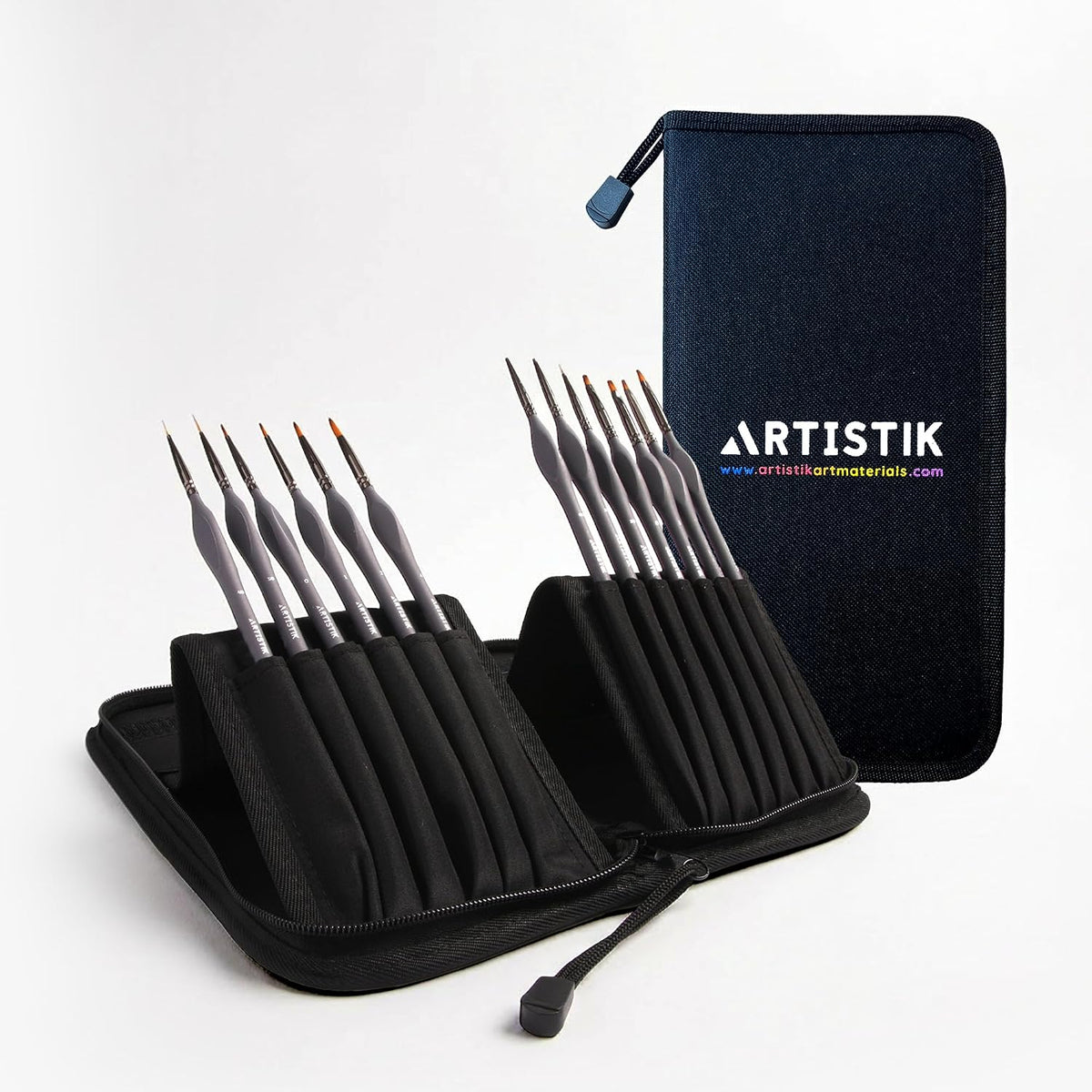 13-Piece Miniature Paint Brush Set with Carry Case for Detail Art