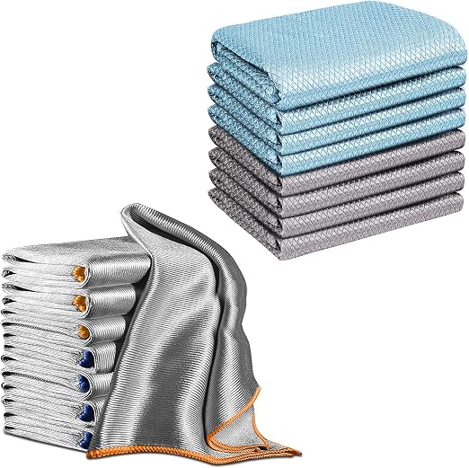 Airlab Microfiber Cleaning Cloths Lint Free Polishing Rags, Pack of 8 and Microfiber Cleaning Cloths Polishing Windows G