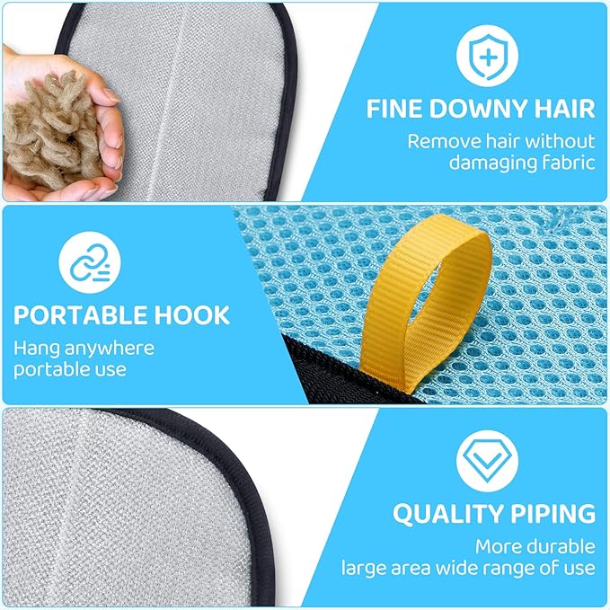Pet Hair Removal Glove for Dogs & Cats - Upgraded Reusable Electrostatic Pet Hair Glove, Gentle Grooming Mitt, Pet Hair Remover Tool for Laundry, Couch, Carpet & Car Seat, 2 Pack (Blue)
