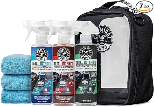 Chemical Guys Total Interior Cleaner Variety Kit With Storage Bag New Car And Black Cherry Scents Microfiber Towels Giftable Car Care Set