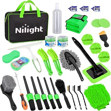 Nilight 37PCS Car Detailing Kit for Interior Exterior Car Care, Green