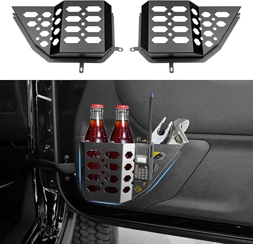 Upgraded Metal Front Door Storage Box Pockets for 2007-2018 Jeep Wrangler JK JKU 2/4 Door Insert Door Bags Molle Panel O