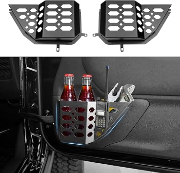 Upgraded Metal Front Door Storage Box Pockets for 2007-2018 Jeep Wrangler JK JKU 2/4 Door Insert Door Bags Molle Panel O