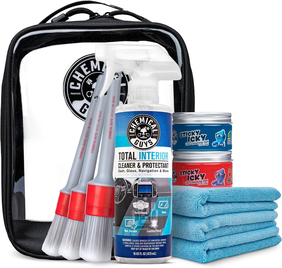 Interior Car Cleaning Kit, Cleaner, Brushes, Gel & Bag