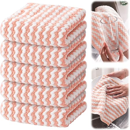 5 Pack Wash Cloths-Microfiber Cleaning Cloth, Non-Abrasive, Reusable and Washable Dish Cloths Microfiber Towels for Cars