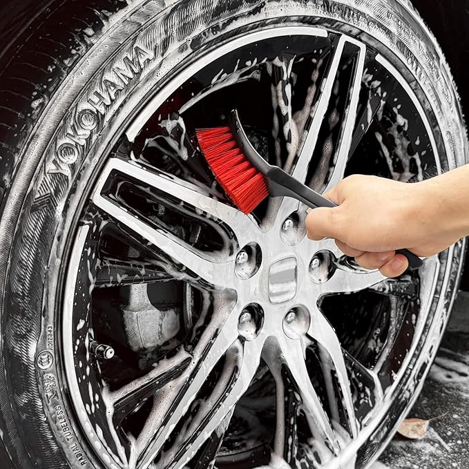 Wheel Brush, Wheel & Rim Cleaner Brush, Tire Brush, Wheel Cleaning Brush, Bendable & Durable Car Wheel Brush Set, Car Detailing Brushes, Wheel Brushes for Cleaning Wheels