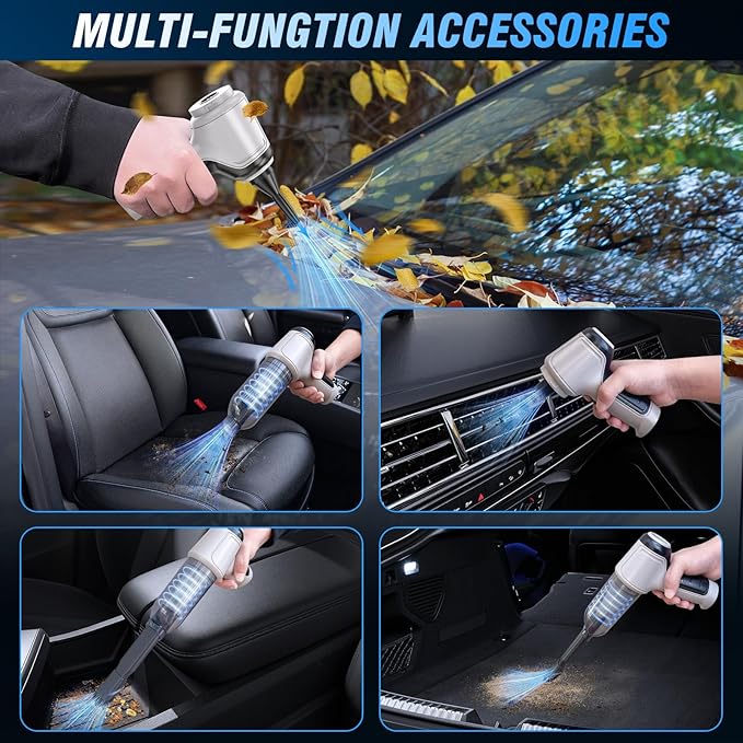 Handheld Car Vacuum Cleaner Cordless 15000Pa Wet/Dry 120W High Power with Complete Accessory Kit for Cars, Pet Hair, Home & Office Black