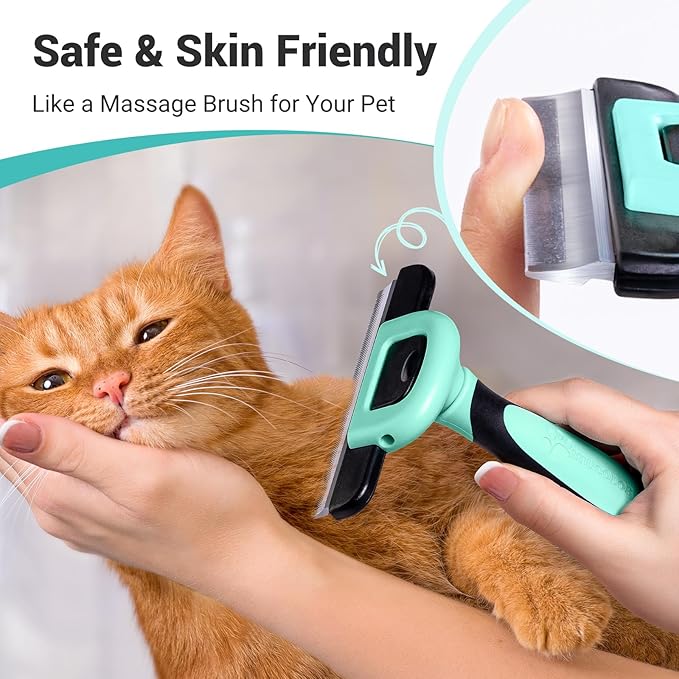 MIU COLOR Pet Grooming Brush, Deshedding Tool for Dogs & Cats, Effectively Reduces Shedding by up to 95% for Short Medium and Long Pet Hair，Spring Green
