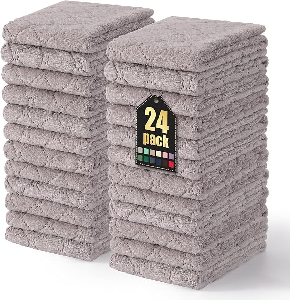 Homaxy 24 Pack Super Soft Absorbent Dish Towels, 10" x 20", Grey