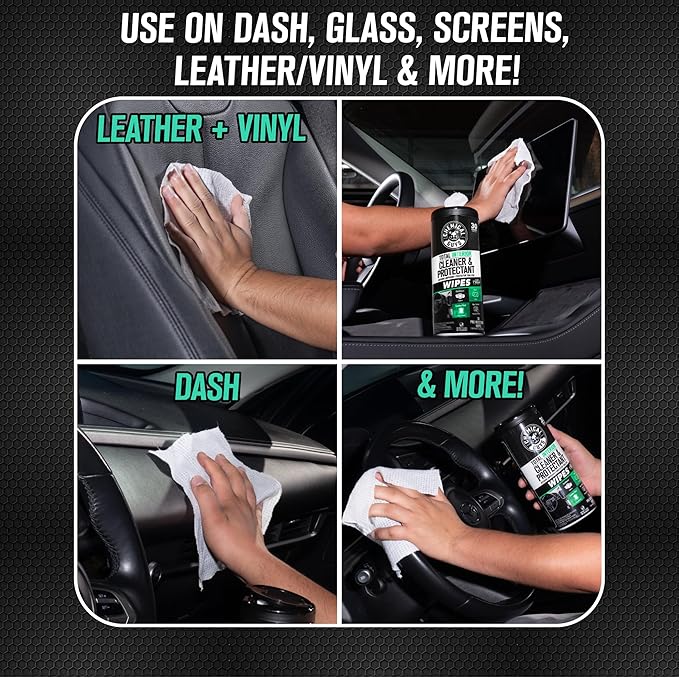 Chemical Guys Total Interior Cleaner and Protectant Wipes Canister, New Car Smell - All Surface Interior Cleaning Wipes for Dash Seats Door Panels Leather Vinyl & Fabric - Fresh New Car Scent, 2 Pack