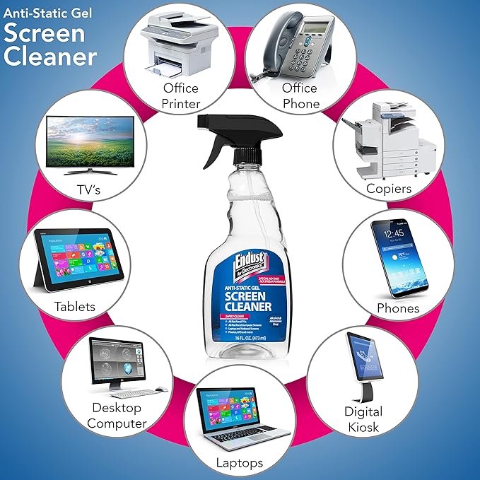 Endust for Electronics; Screen Cleaning Gel Spray and Xtra Large Microfiber Towel Value Pack; 16 oz. Pump Spray & 16" x 16" Towel (15023)