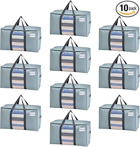 VENO 10 Pack Heavy Duty Moving Bags w/Clear Window,Extra Large Storage Bag
