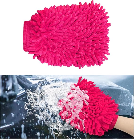 Ziciner Premium Microfiber Wash Mitt, Soft Scratch-Free Double-Sided Chenille Washing Gloves Perfect for Car Washing and