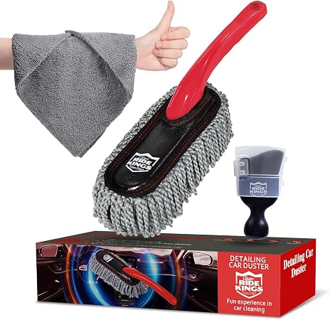 Car Interior Detailing Kit - Red Duster, Black Brush, Towel