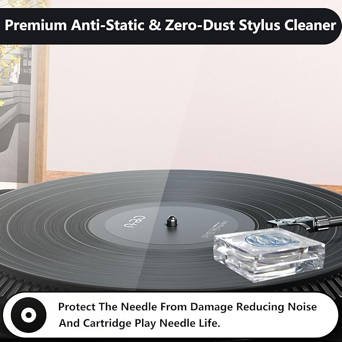 Turntable Stylus Clean Gel - Premium Anti-Static & Zero-Dust Stylus Cleaner, Dirt and Debris Dry Cleaning Mixture for Vinyl Record Player Needle (Square-White)