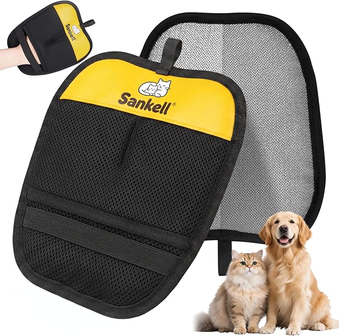 Pet Hair Removal Glove for Dogs & Cats, Sankell Upgraded Reusable Electrostatic Pet Hair Remover Glove, Magic Brush Mitt Tool for Couch, Furniture, Bed, Clothing, Carpet, Car Seat