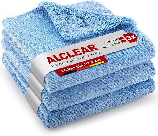 ALCLEAR Multi-Purpose Premium Double Sided Polishing Cloth Without Holograms Pack of 3 Blue