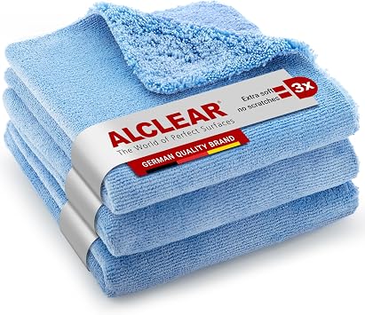 ALCLEAR Multi-Purpose Premium Double Sided Polishing Cloth Without Holograms Pack of 3 Blue
