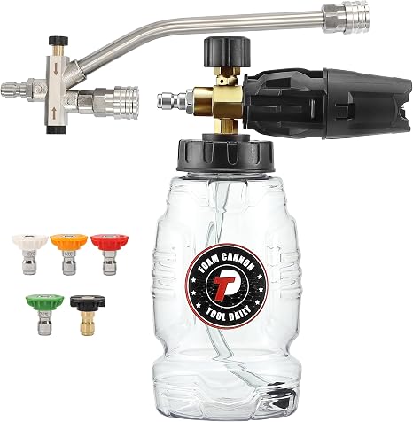 Tool Daily Pressure Washer Foam Cannon with Dual Connector, 1 Liter